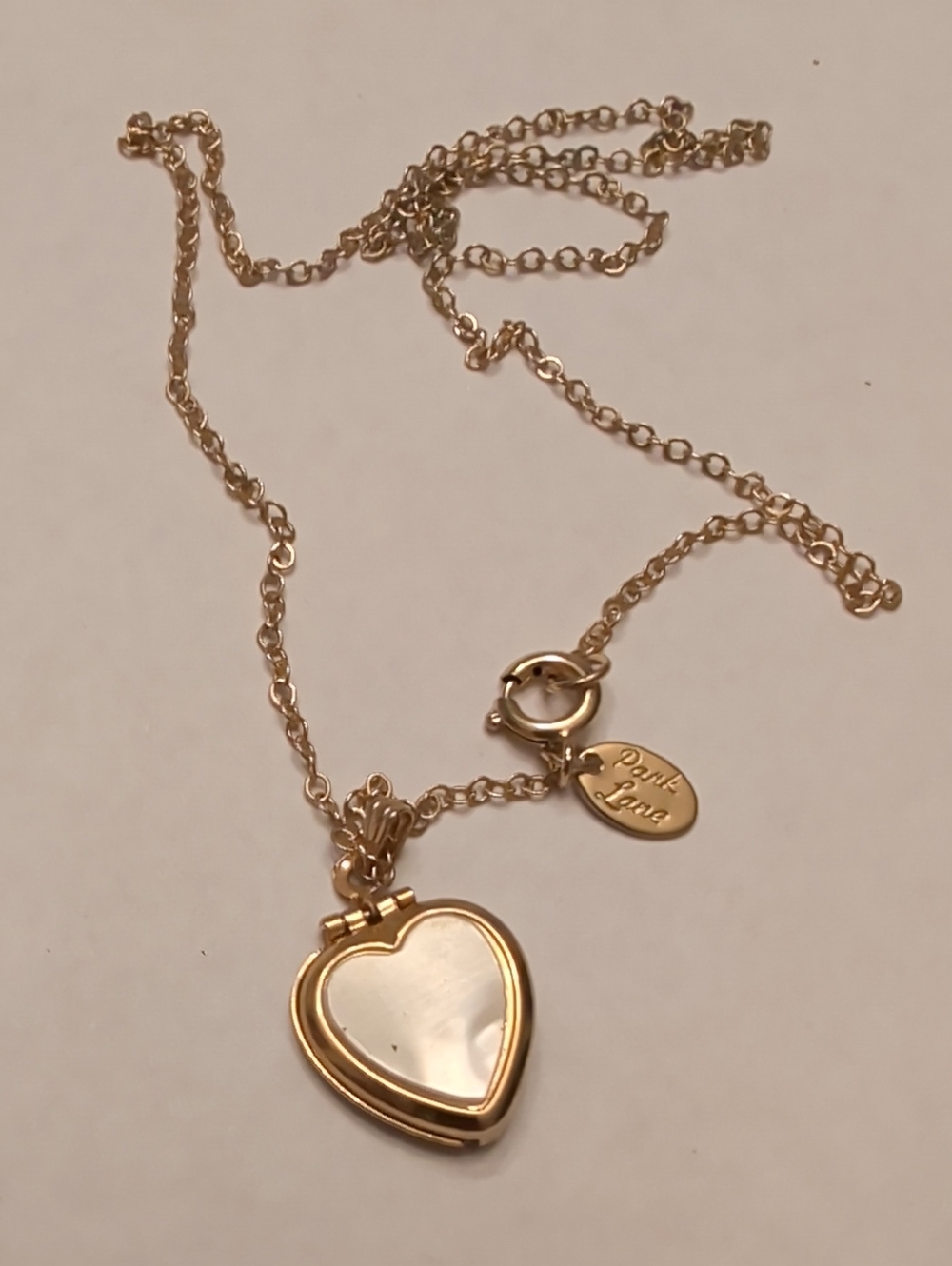 Park Lane Gold Tone Heart Locket Necklace with Mother-of-Pearl